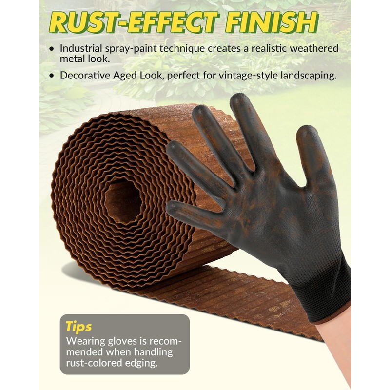 Velway Corrugated Metal Garden Edging - 6" H x 40Ft