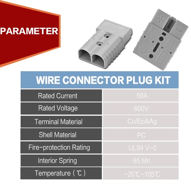 IZTOSS 50A Anderson Connector Plug with 6AWG Cable for 6