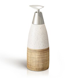 Ceramic Soap Dispenser with Plastic Pump – 12oz Refillable Liquid Dispenser for Bathroom, Kitchen, Office, Hotel, Airbnb, or Vacation Rental (Type D)