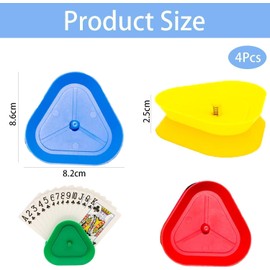 MMSZHL Soportes para Cartas de Juego, Soportes de Póquer, Set de 4 Soportes de Cartas Manos Libres en Forma de Triángulo, Soportes Plásticos, Accesorio para Juegos de Cartas, Fiestas, Noches de Póquer