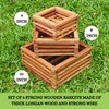 DESQUIGGLE Set of 3 Strong Wooden Orchid Baskets with Hangers,