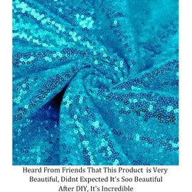 Pardecor Sequin Fabric by The Yard 1 Yard Sparkly Fabric Mesh Sequins Fabric for Sewing Dress and Making Wedding Party Tablecloth Table Runner Decorations (1 Yard, Turquoise)