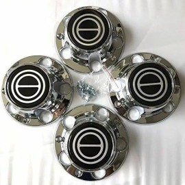 Aftermarket 4pcs. 1980-1996 F150 BRONCO Wheel Hub CHROME BLACK Center Caps NEW w/ Screws