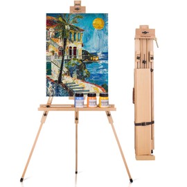 Falling in Art Tripod Field Painting Easel, Portable Artist Easel for Plein Air Painting, Adjustable Solid Beech Wood Art Easel for Adults, Holds Canvas up to 31 inches