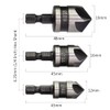 Bestgle 3pcs 1/4 Inch Shank 5 Flutes Countersink Chamfer Drill