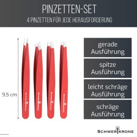 Schwertkrone Tweezers Eyebrow Plucking Set of 4 Splinter Tweezers
