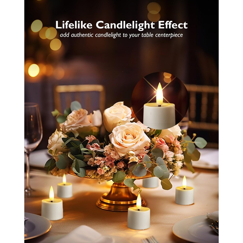 merrynights Remote Candles, 12Pcs Timer LED Votive Candle, Realistic 3D
