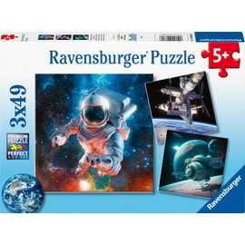 Ravensburger Children's Puzzle - 12000860 Adventure Space - 3 x 49 Pieces Puzzle for Children from 5 Years, Space Puzzle