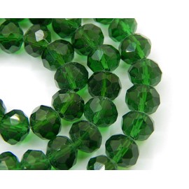 Pack of 120 Czech Bohemian Crystal Beads, 4 mm, Czech Beads, CZ Glass Faceted Rondelle Beads, Glass Beads, 1 Strand (Dark Green)