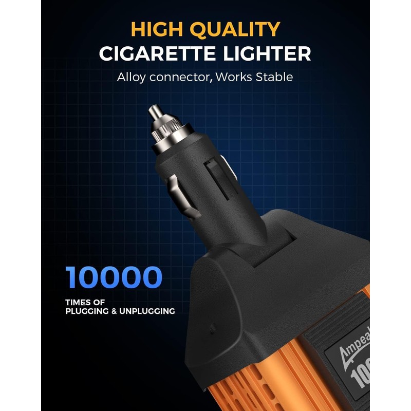 Ampeak 100W Car Power Inverter 2 Usb 2.4A Ports Ac