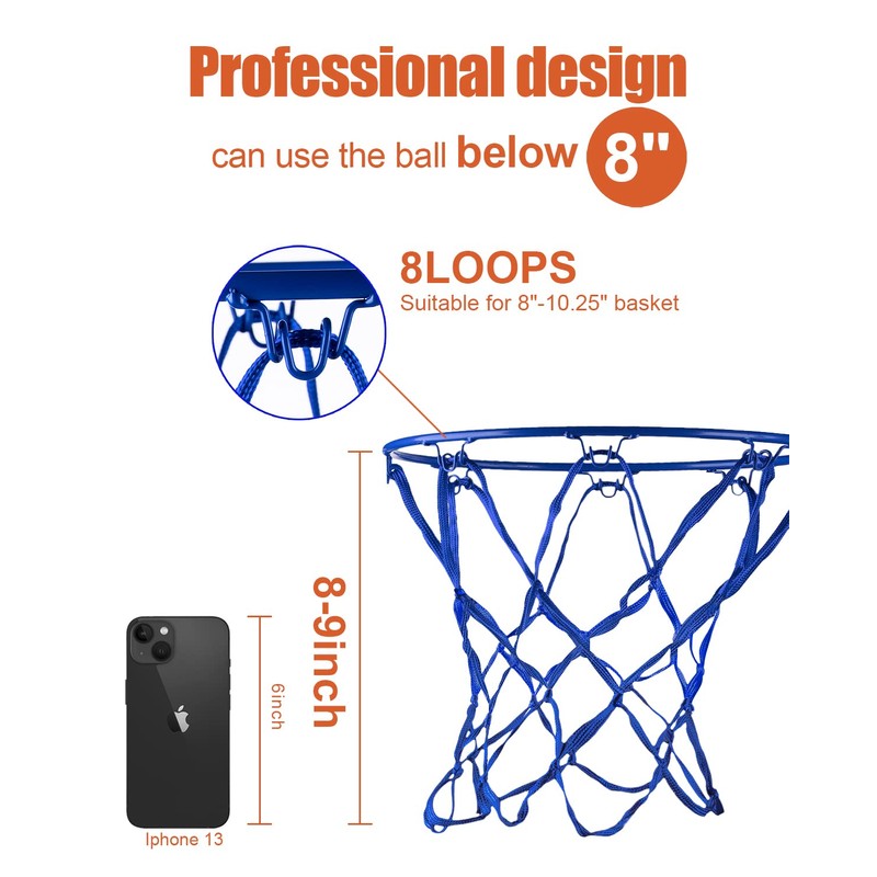 XXXYYY Mini Basketball Net Replacement 8 Loop [2 Pack], Vibrant