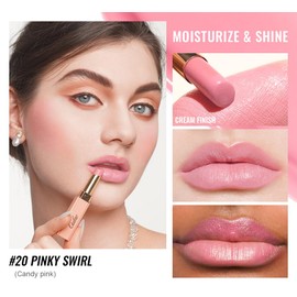 Oulac Shine Pink Lipstick for Women, 2 in 1 Glossy Light Pink Tinted Lip Balm, Hydrating Lipstick for Dry Lips, Moisture Shine Juicy Finish Vegan 2.2g/0.07oz (20)