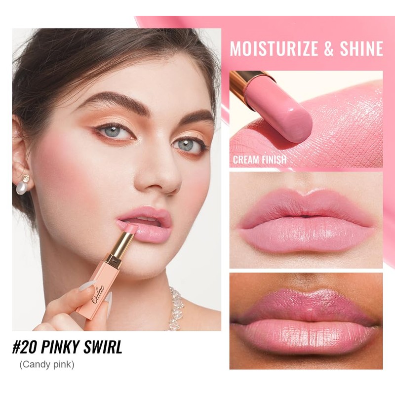 Oulac Shine Pink Lipstick for Women, 2 in 1 Glossy