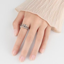 To My Daughter Ring With Spinner Beads S925 Silver Plated Anxiety Ring for Girls Women Adjustable Fidget Ring for Daughter/Granddaughter