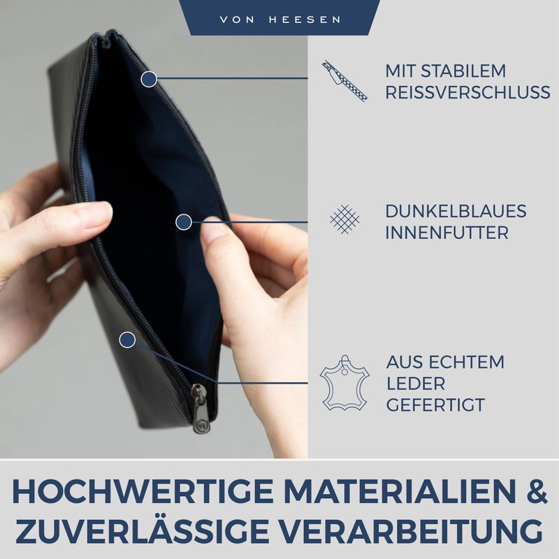 VON HEESEN Cosmetic Bag Toiletry Bag, Black carbon, medium /