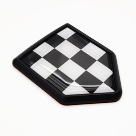 Overdecor Checkered Black and White Racing Flag Decal Stickers Emblem Car Accessories Decorations Shield Flag Sticker Decals for Cars Truck Vehicles, 2 Pack