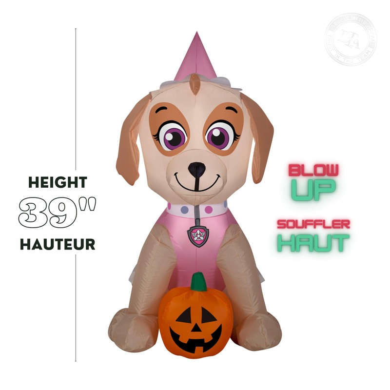 Gemmy Airblown Skye w/Pumpkin Nick, 3 ft Tall, Multi