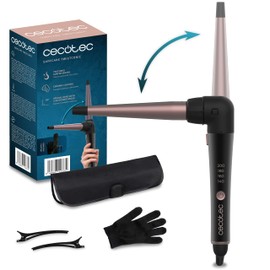 Cecotec Conic SurfCare TwistConic 33W Tapered Curler with 90 Degree Arc for Comfort Includes Thermal Glove, Bag and 2 Clips