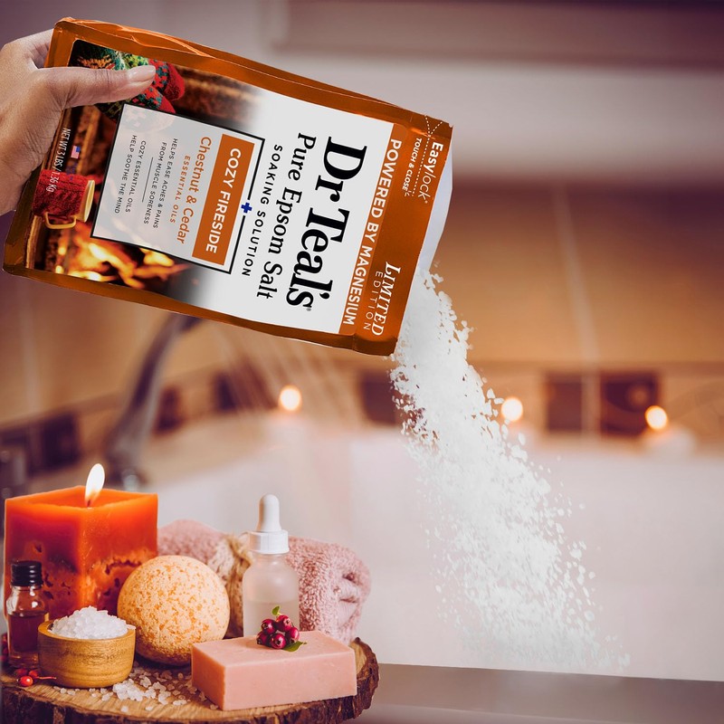 Dr Teal's Epsom Salt Magnesium Soak, Cozy Fireside, 3 lbs
