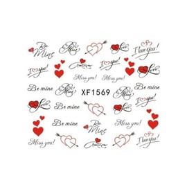 Generic Heart Arrow of Love Lips Bear Valentine Day Water Transfer Nail Sticker Xf1569 Nail Wraps Art Stickers Manicure Supplies for Women for Home Nails Full Long Lasting Easy Apply and Remove