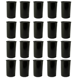 Floatdream 20 Black Film Cans, 33 mm Film Cans, Plastic Film Cans, with Lid, Waterproof, Strong Robust, for Treasure Hunting, Small Parts and Film Storage