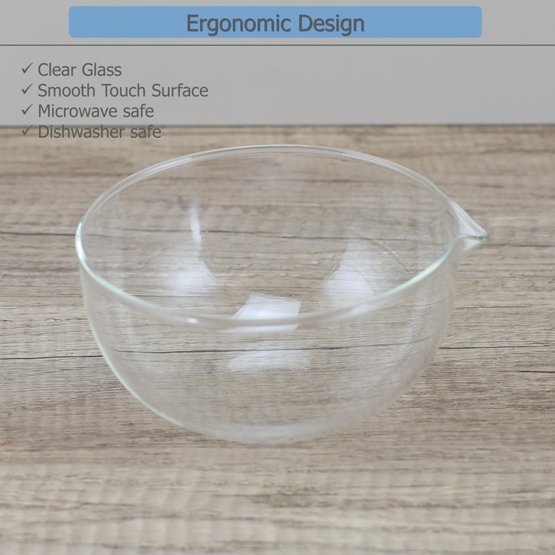 EIKS Glass Bowls with Spout for Mixing and Serving Sauce