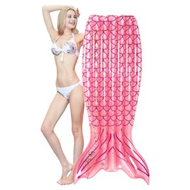Giant Inflatable Pool Floats, Mermaid Outdoor Inflatable Lounge Chair Floating Bed, Pool Tube Pool Float Ride-on Raft Floatie Mermaid Tail Pool Floats Swim Ring for Pool Parties Water Beach (Pink)