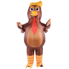 Inflatable Donald Turkey Costume for Adults Funny Blow Up Outfit for Men Thanksgiving Halloween Parade Party or Cosplay
