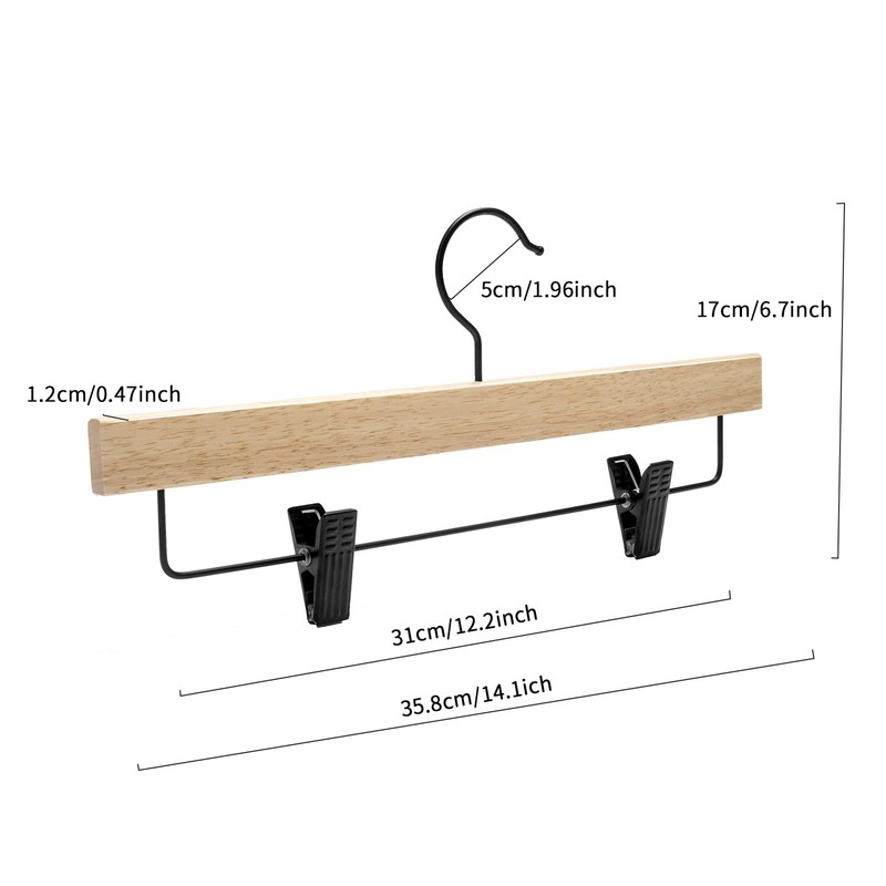 Nature Smile Deluxe Wooden Pants Hangers,Solid Rubber Wood Jeans Skirt