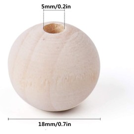 Wooden Beads, Natural Round Wood Beads Xmas Beads Unfinished Loose Beads Wood Ball Spacer Beads for Macrame Garland Farmhouse Decor Jewelry Making Home Party Decorations (Wood:18mm&100pcs)