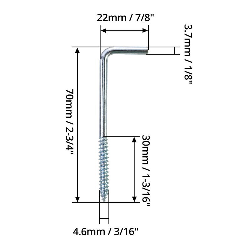 QWORK Screw Hooks Straight with Slotted Hook Screw Galvanised L-shaped