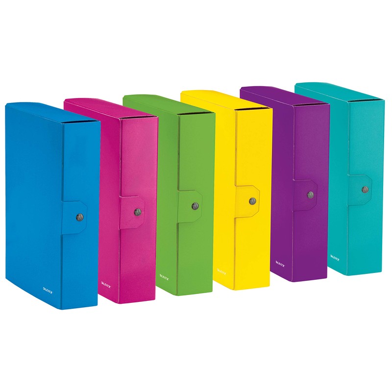 Leitz - Filing box, Button closure, in plasticized cardboard, Blue