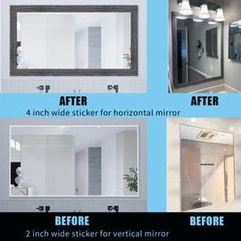 STAMINATE 32.8 Feet Peel and Stick Dark Gray Wood Grain 10M Wallpaper Border Removable PVC Waterproof Wallpaper,Bathroom Mirror Frame Border Sticker Wall Decer (1.97inch)