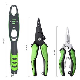 3Pcs Portable Fishing Pliers Fish Lip Gripper Set, Stainless Steel Aluminium Fish Grabber Holder with Scale and Lanyard 33lbs