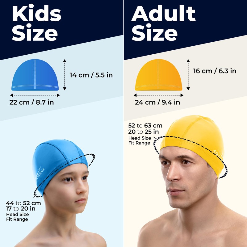 AqtivAqua Swimming Cap for Adults and Kids — Soft and