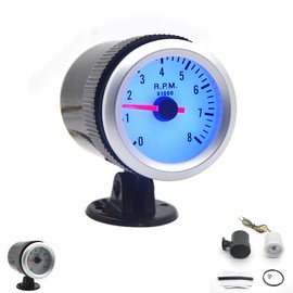 2 Inch 52mm LED Tachometer Gauge Car Digital Meter 0-8000RPM with Blue Backlight for 1-8 Cylinder Vehicle
