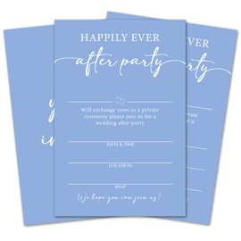 Happily Ever After Party Invitations with Envelopes, Minimalist Blue Wedding Invites For Newlyweds Mr & Mrs Celebration, Perfect For Bridal Shower, Wedding Reception, Pack of 25 4x6 Cards -B14
