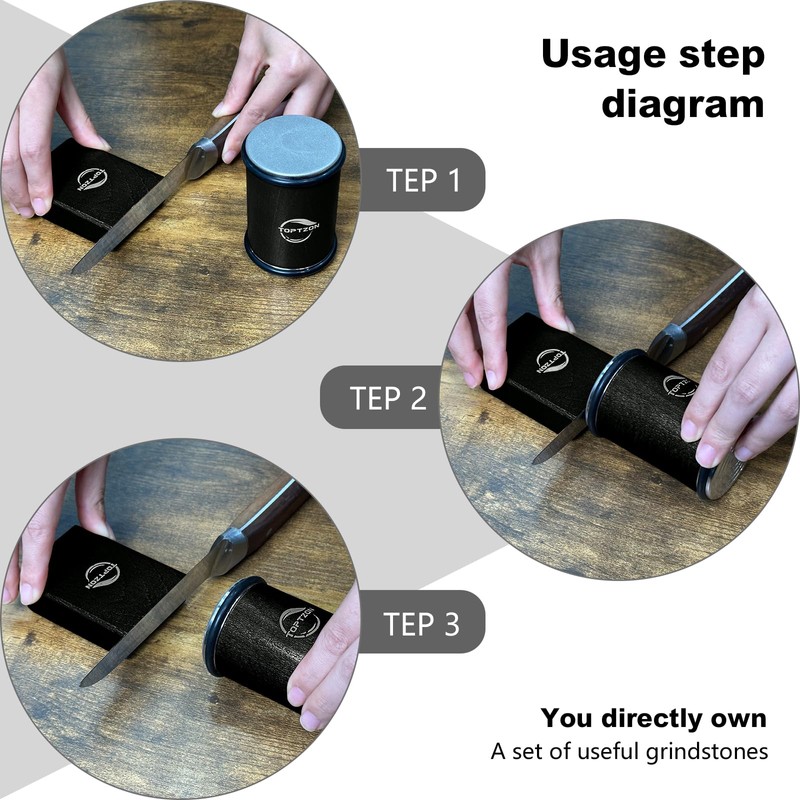 Toptzon Diamond Black Rolling Knife Sharpener – Roller Knife Sharpener