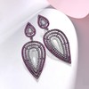 Santuzza Sterling Silver Pink Leaf Shape Earrings Pink Sapphire Cubic