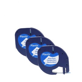 TengSheng Compatible Label Replacement DYMO Letratag Refills 91331 (S0721660) Black on White LT Plastic Label Tape 12mm x 4m, for DYMO LetraTag LT-100T LT-100H LT-110T QX50, 1/2 Inch x 13Ft, (3 Pack)