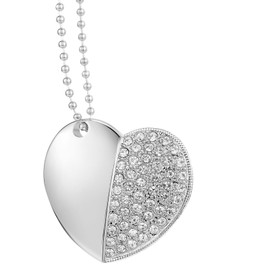 GARRULAX USB Flash Drive, 16GB/32GB/64GB/128GB USB 2.0 Heart Shaped Memory Stick with Date Memory, Pendrive Thumb Drives with Chain (Silver Heart,32GB)