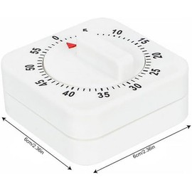 White Timer Clock Square 60-Minute Mechanical Kitchen Timer Wind up Visual Cooking Clock with Loud Alarm No Batteries Required Ideal for Kitchen Cooking Baking Timers