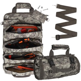 Tool Organizer Bag, Foldable Roll Up Heavy Duty Bag Organizer, Mechanic Carrying Toolbag with 2 Detachable Pouches, Gifts for Dad Men Birthday Father Day