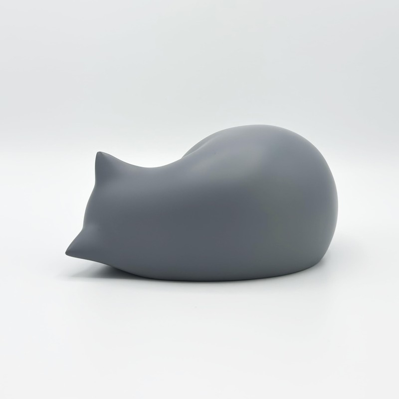 Comemori Sleeping Cat Urn for Animal Ash, Grey
