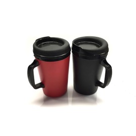 GAMA Electronics Thermoserv 20oz Insulated Travel Mug Classic Gas Station Design (Black/Red 2 Pack)