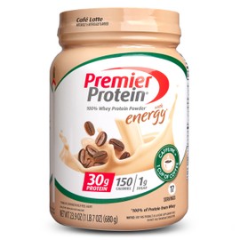 Premier Protein Powder, Café Latte, 30g Protein, 1g Sugar, 100% Whey Protein, Keto Friendly, Gluten Free, No Soy, 95mg Caffeine for Energy, 23.9 oz (17 Servings)