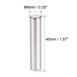 TOP-VIGOR 10Pcs 8mm x 40mm Dowel Pins Shelf Support Pegs, 304 Stainless Steel Cylindrical Shelf Support Pin Fasten Elements Silver Tone