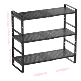 Asiingkel Multi-Functional Metal Shoe Rack, Space-Saving, Perfect for Entryway, Closet, Bathroom, etc. - Sturdy and Durable, High Weight Capacity(3PACKS/Black/Medium)