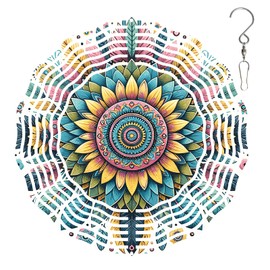 WANGIRO Mandala Wind Spinner for Yard and Garden 3D Stainless Steel Wind Spinner Unique Gift Outdoor Metal 10 inch 3D Mandala Wind Sculptures with Unique Visual Effect