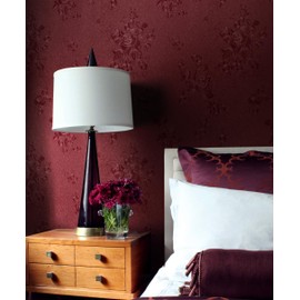 Erfoni Retro Red Wallpaper Dark Red Floral Peel and Stick Wallpaper Thicken Embossed Contact Paper Floral Textured Self Adhesive Wallpaper Solid Pure Flower Contact Paper Removable DIY 78.7"x17.7"